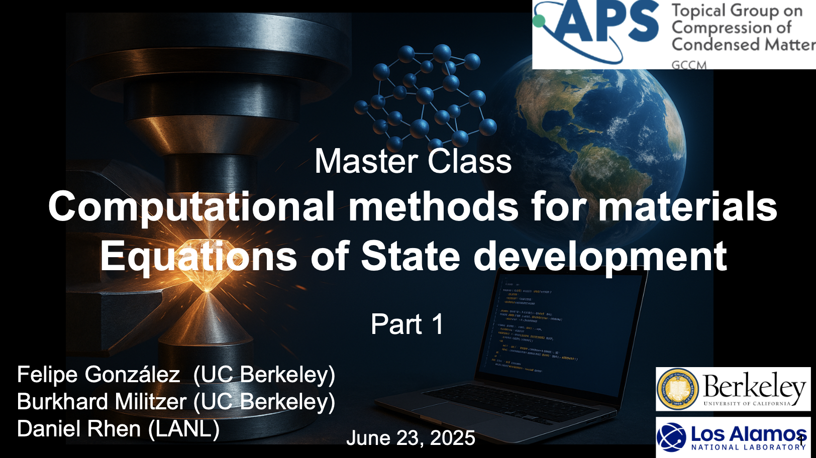 Master Class Materials Equations of State Development  (APS-SCCM 2025) - Home